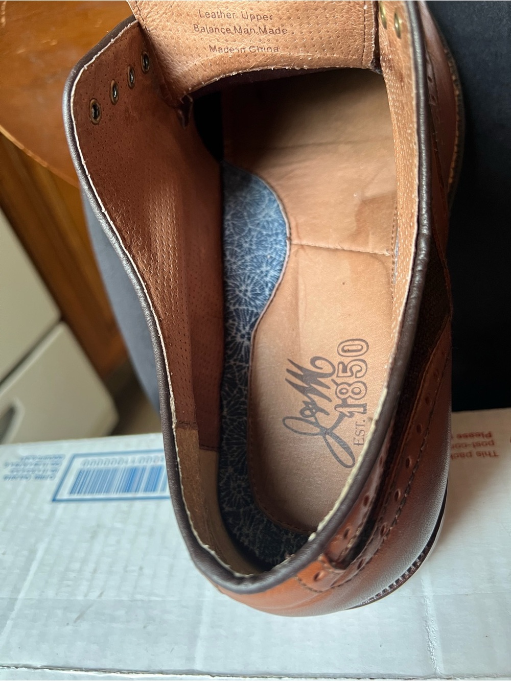 Johnston & Murphy 1850 Grayson Wingtip Oxford Mixed Media Tan Linen Men's 11.5 M - Picture 15 of 16